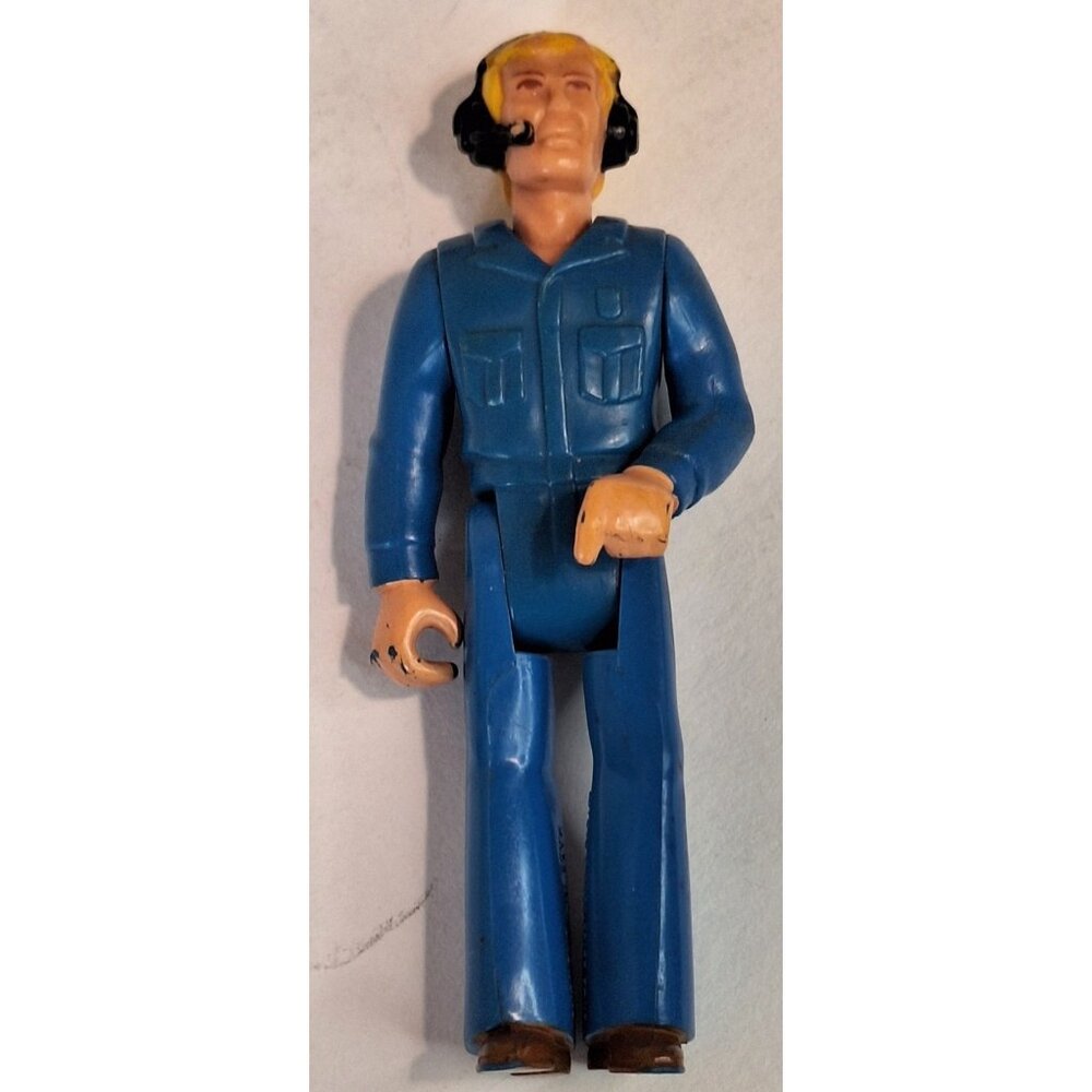 Vtg Fisher-Price Adventure People Pilot Action Figure Blue Flight Suit Headset
